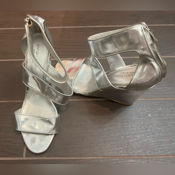 Sergio Rossi Metallic Wedges - Picture 3 of 9